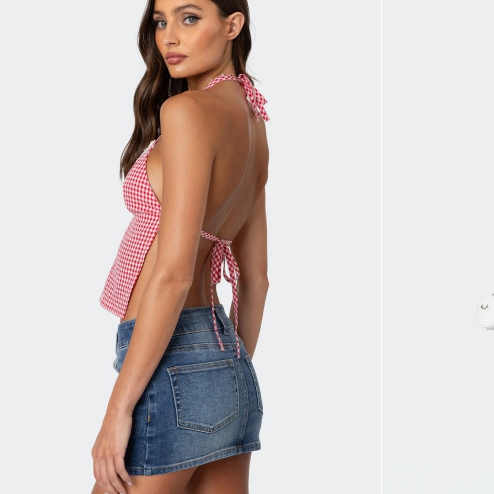 Hollister Red Gingham Halter Top - Picture 2 of 5